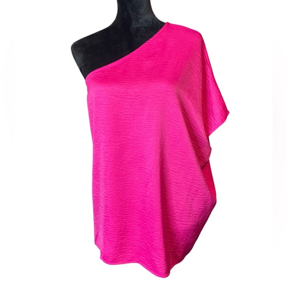 entro Tops - Entro Vibrant Pink One-Shoulder Top
